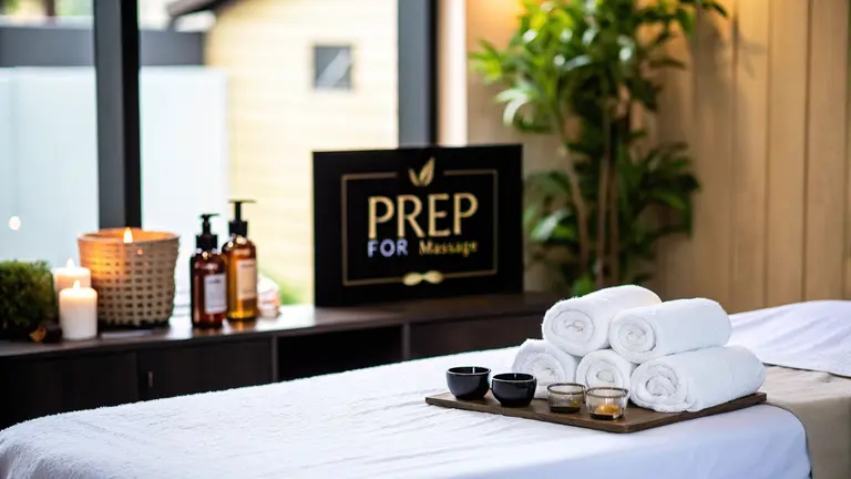 A meditation corner with a floor cushion, incense burner, and golden singing bowl on a tray with a "Find Your Calm" sign.